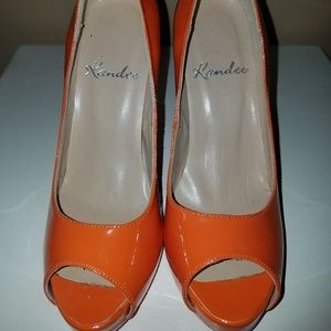 Kandee Orange Peep-toe heels